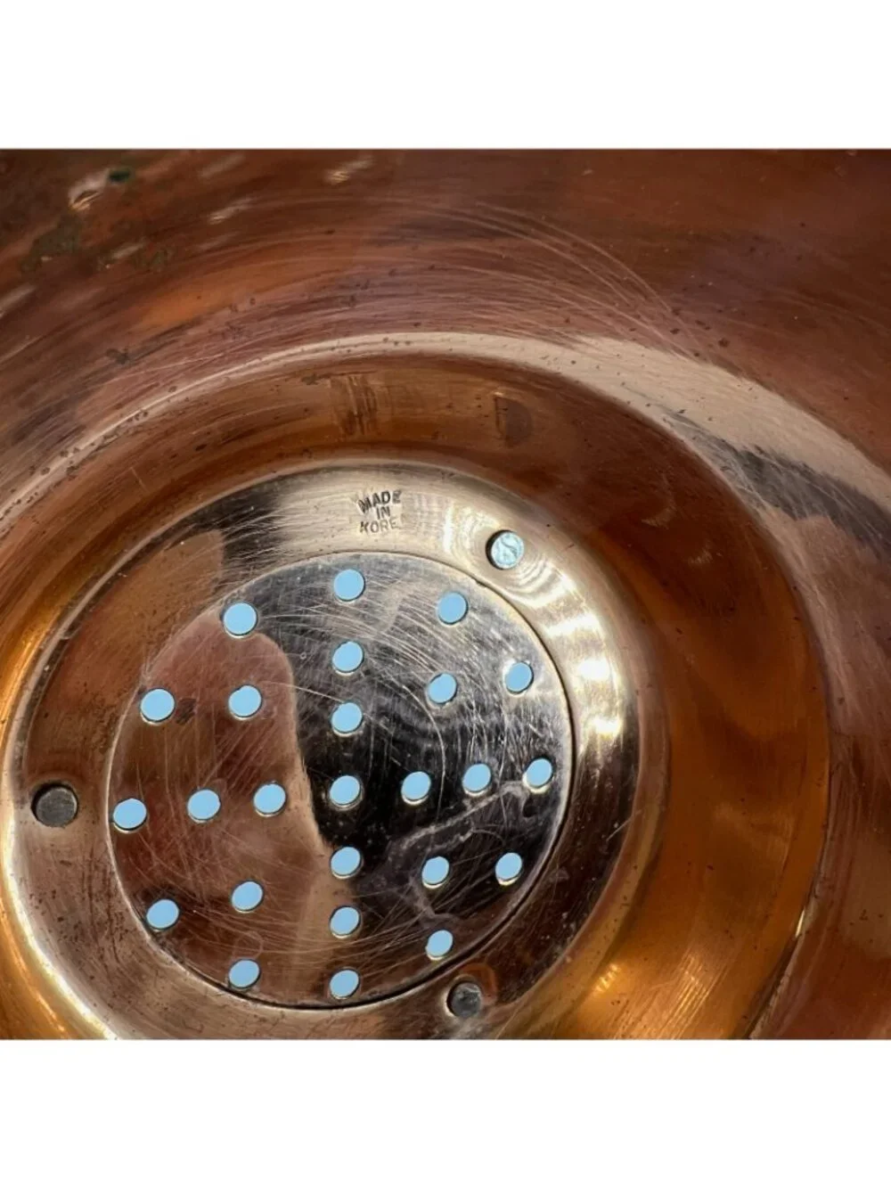 Vintage Copper Colander Pedestal Strainer Made in Korea 9